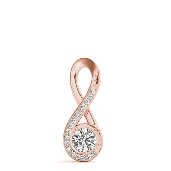 14K Rose Gold Diamond Solitaire Pendant Necklace