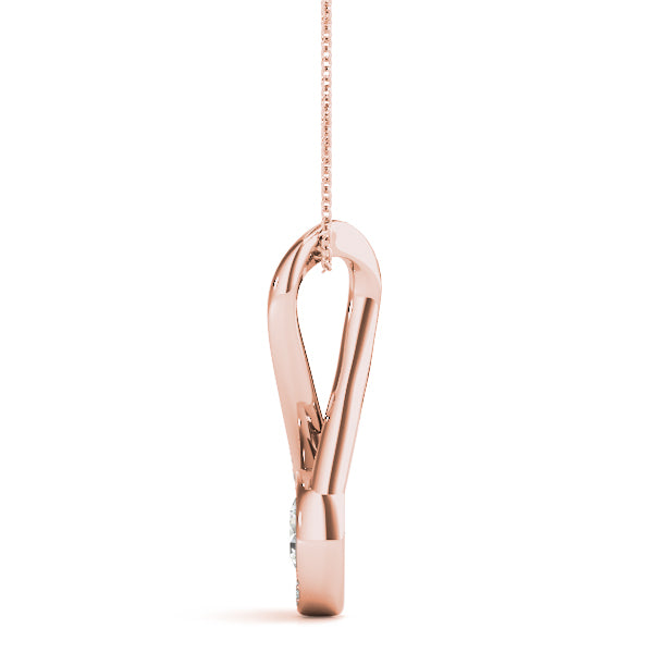 14K Rose Gold Diamond Solitaire Pendant Necklace