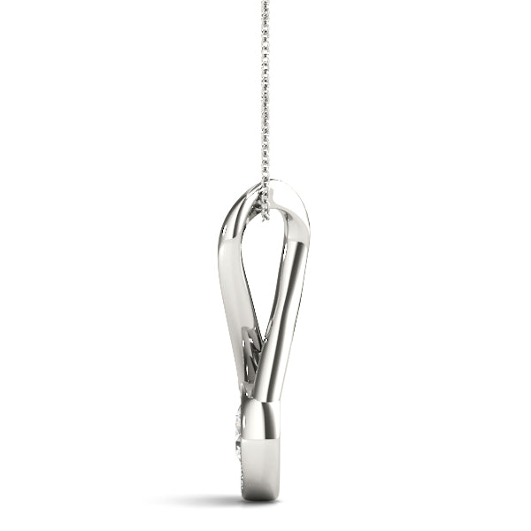 14K White Gold Round Diamond Solitaire Pendant