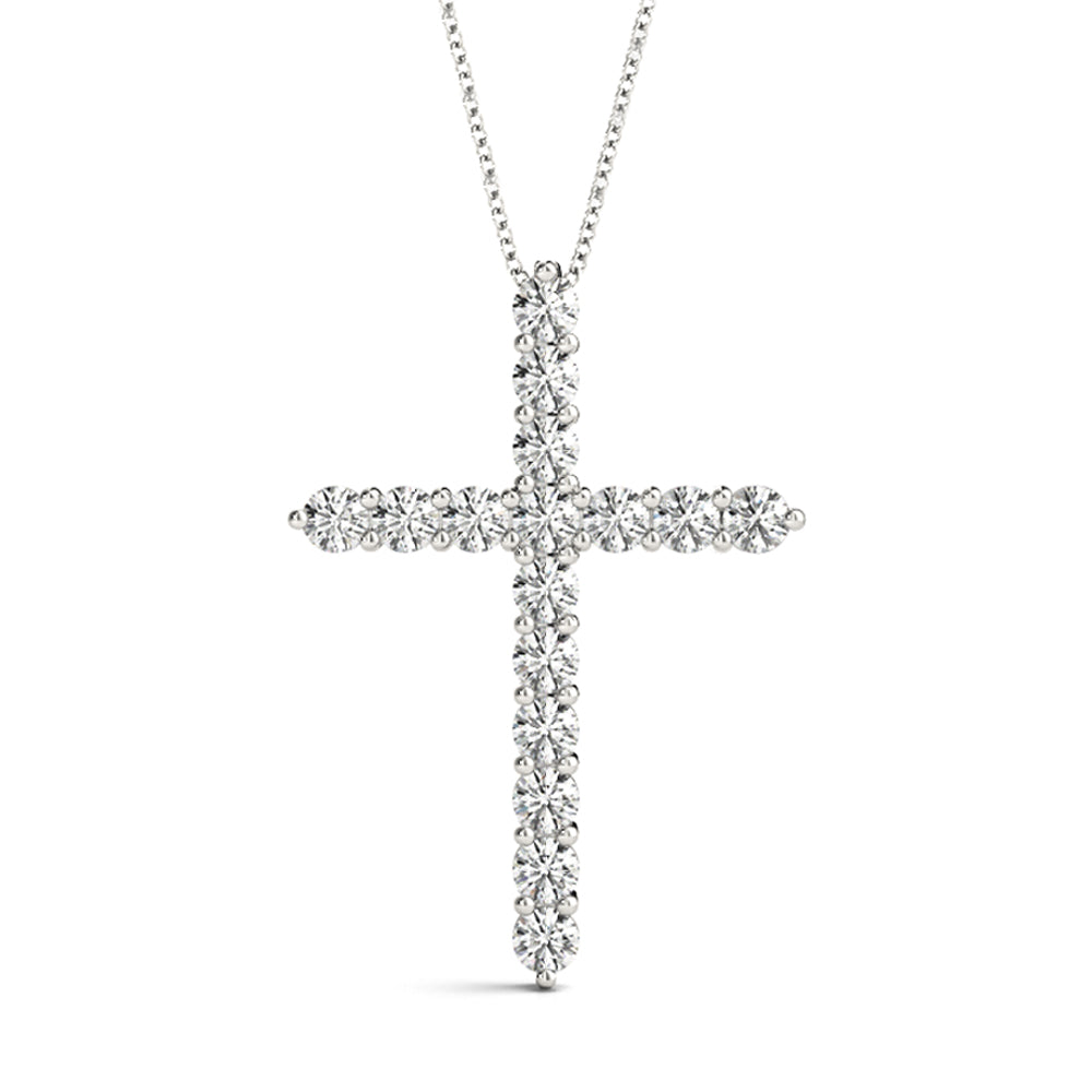 Platinum White Diamond Fashion Cross Pendant