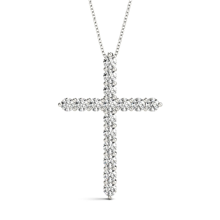 14K White Gold Diamond Cross Pendant