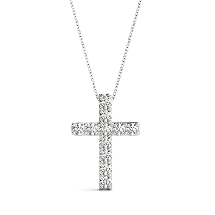 14K White Gold Diamond Cross Pendant