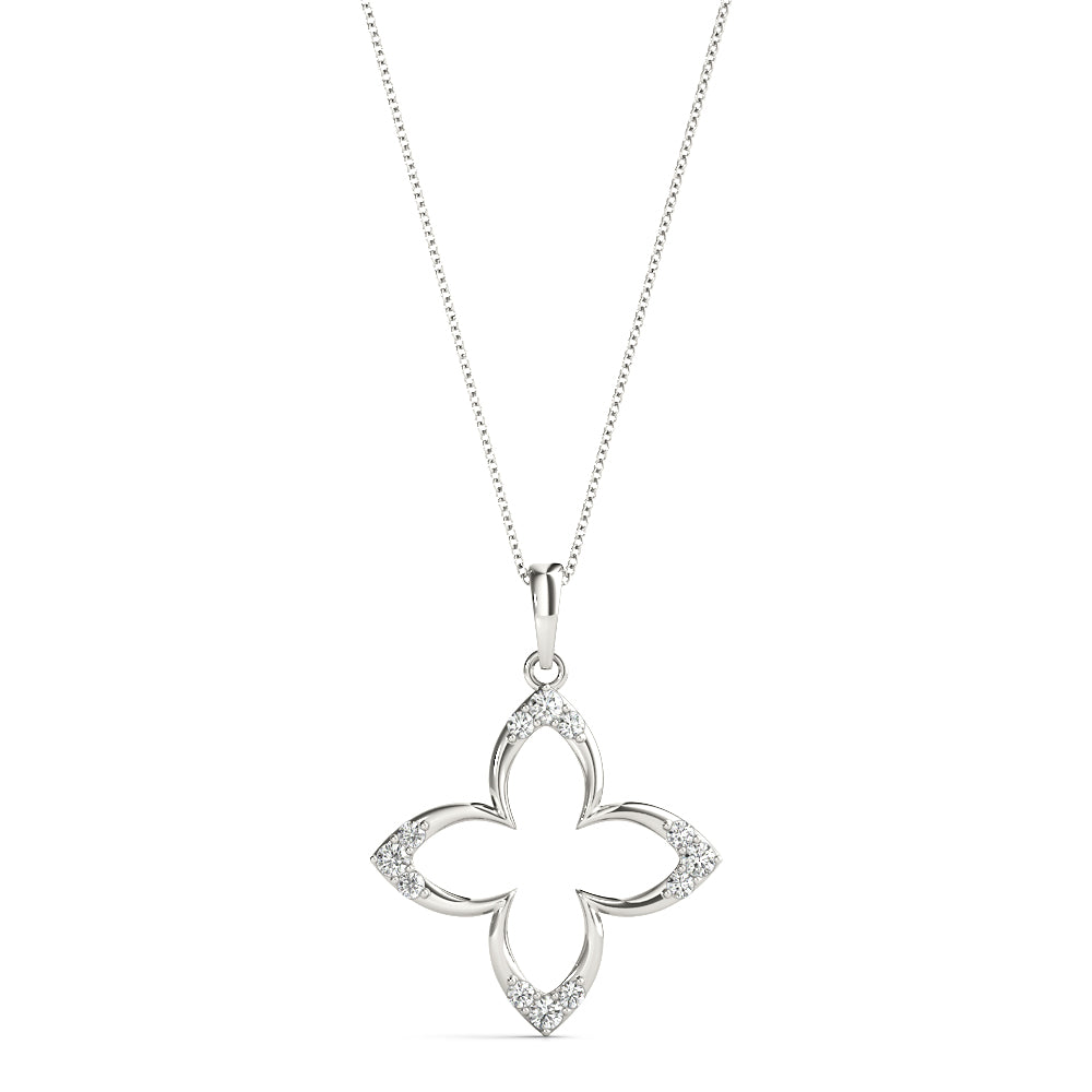 14K White Gold Round Diamond Fashion Pendant