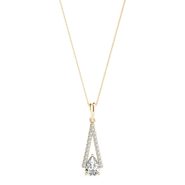 14K Yellow Gold Pear Diamond Halo Pendant