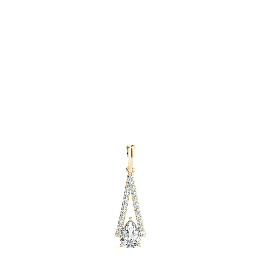 14K Yellow Gold Pear Diamond Halo Pendant