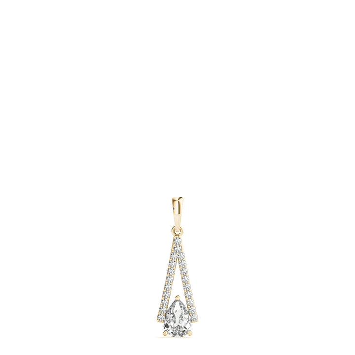 14K Yellow Gold Pear Diamond Halo Pendant