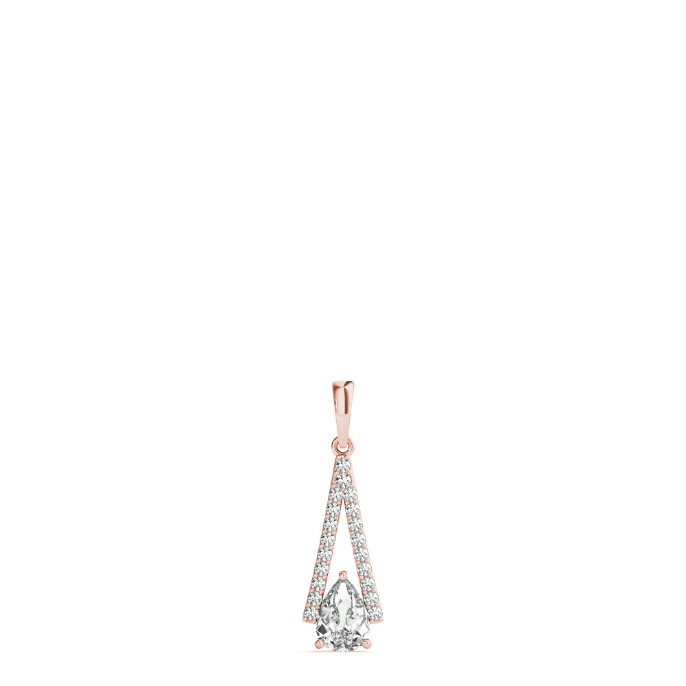 14K Rose Gold Pear Diamond Halo Pendant
