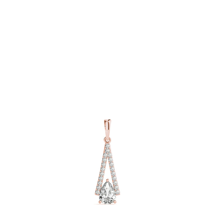 14K Rose Gold Pear Diamond Halo Pendant