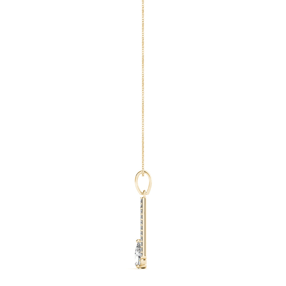 14K Yellow Gold Pear Diamond Halo Pendant