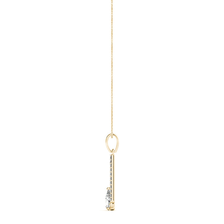 14K Yellow Gold Pear Diamond Halo Pendant