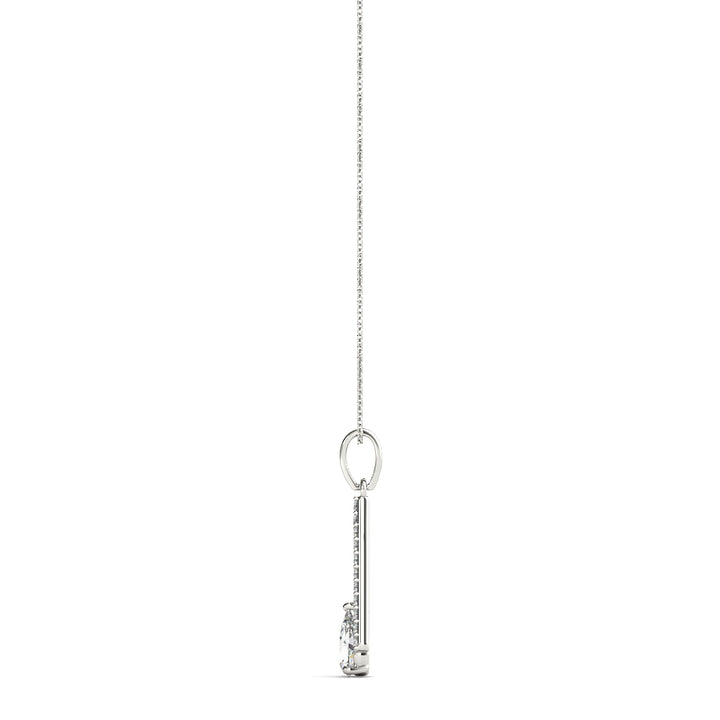 18K White Gold Pear Diamond Halo Pendant