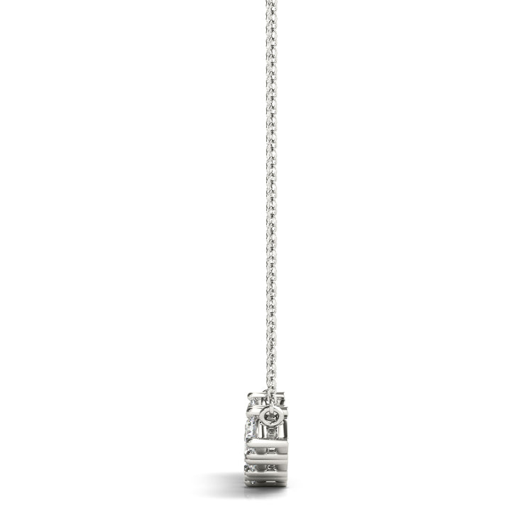 14K White Gold Diamond Cluster Pendant Necklace