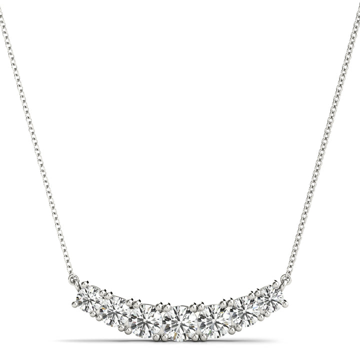 18K White Gold Diamond Cluster Pendant Necklace