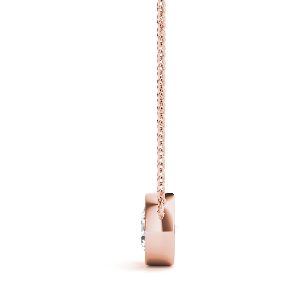 18K Rose Gold 1ct Round Diamond Pendant