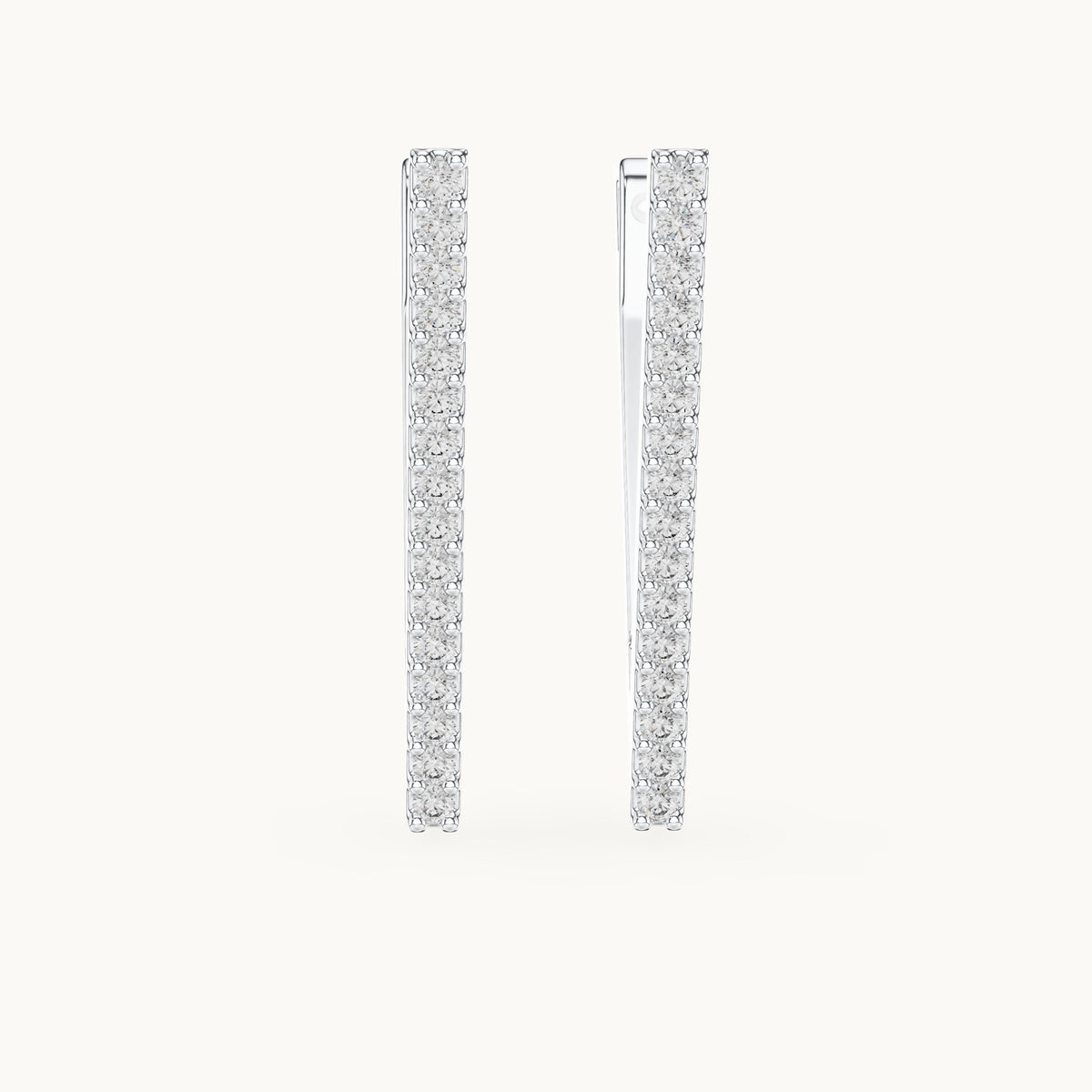 Round lab-grown diamond open triangle hoop earrings in white gold, 0.096 CT TW, view 4