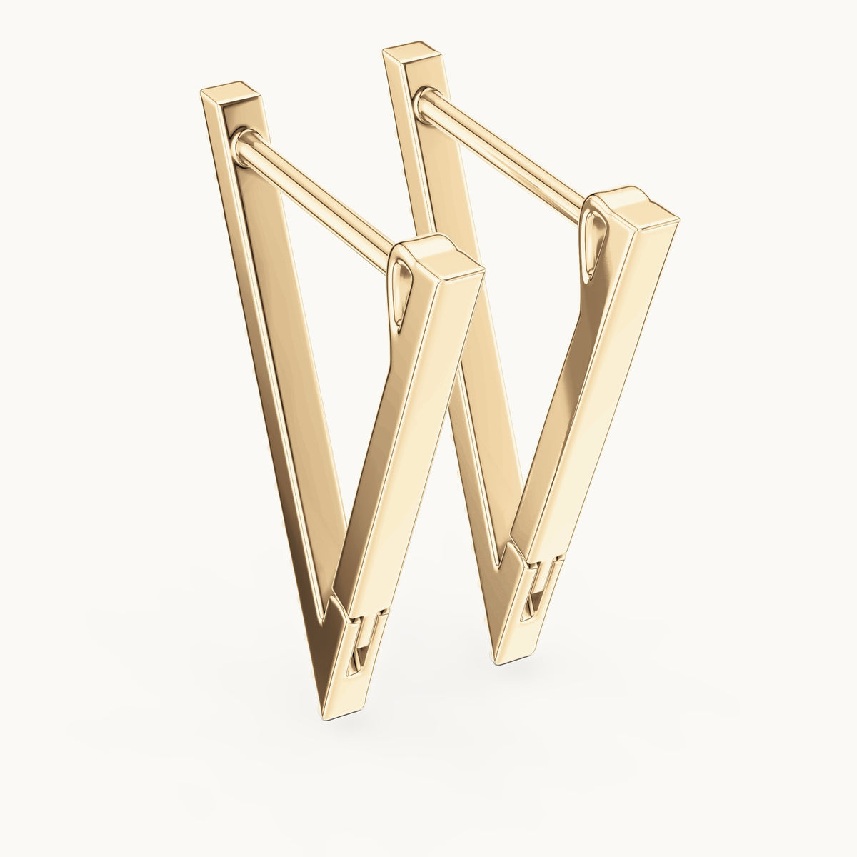 Round lab-grown diamond open triangle hoop earrings in yellow gold, 0.096 CT TW, view 3