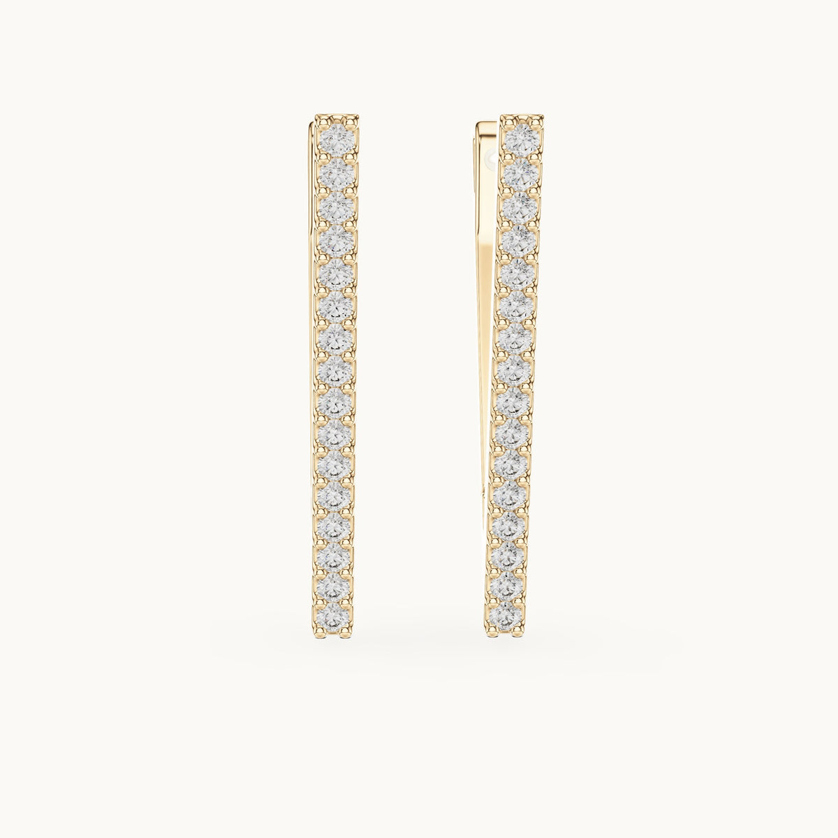 Round lab-grown diamond open triangle hoop earrings in yellow gold, 0.096 CT TW, view 4