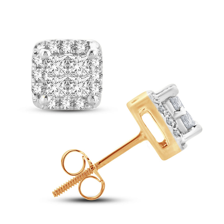 14K 0.25CT Princess Cut Diamond Earring