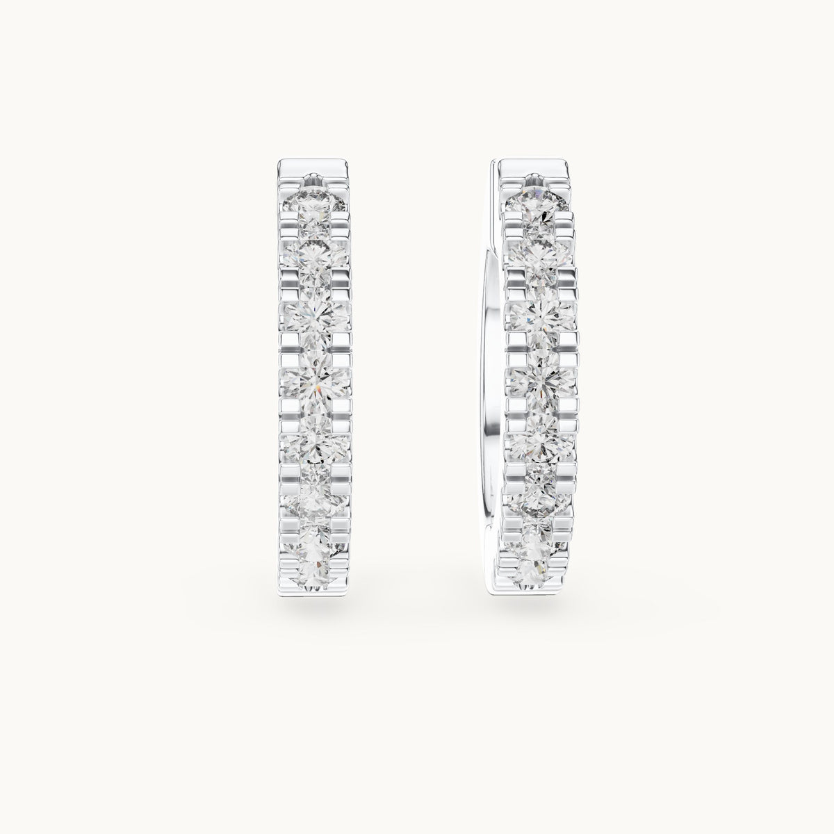 Round lab-grown diamond pave huggie hoop earrings in white gold, 0.24 CT TW, view 4