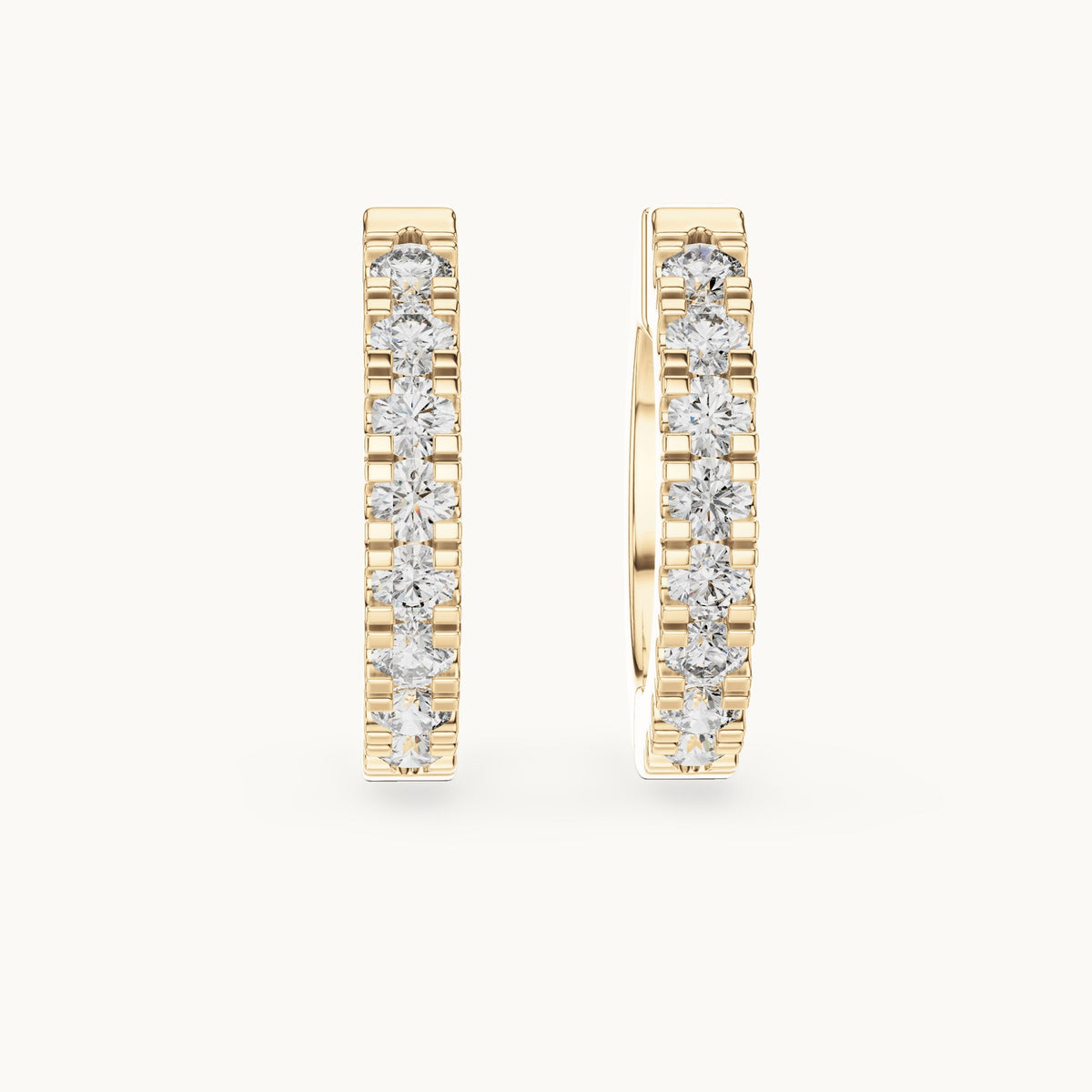 Round lab-grown diamond pave huggie hoop earrings in yellow gold, 0.24 CT TW, view 4