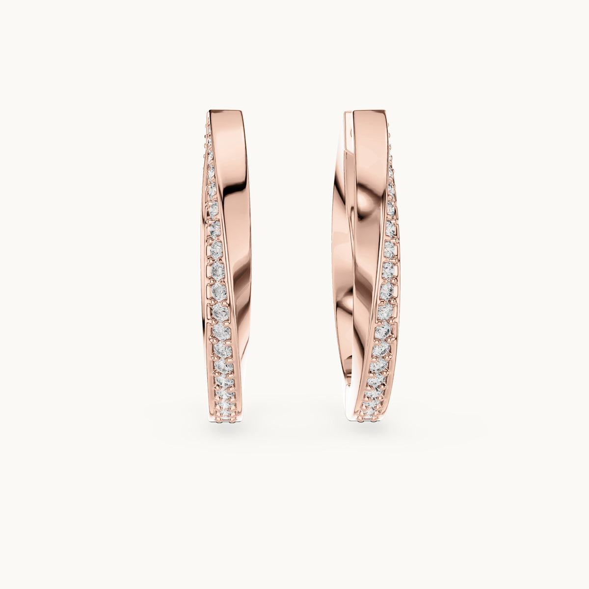 Round lab-grown diamond inside-out pave hoop earrings in rose gold, 0.38 CT TW, view 4