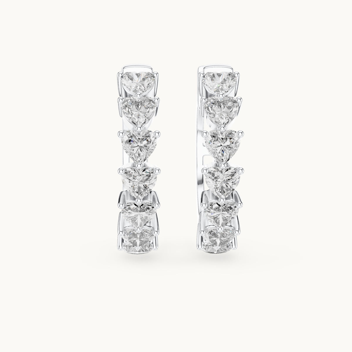 Heart lab-grown diamond front-set hoop earrings in white gold, 2.80 CT TW, view 4