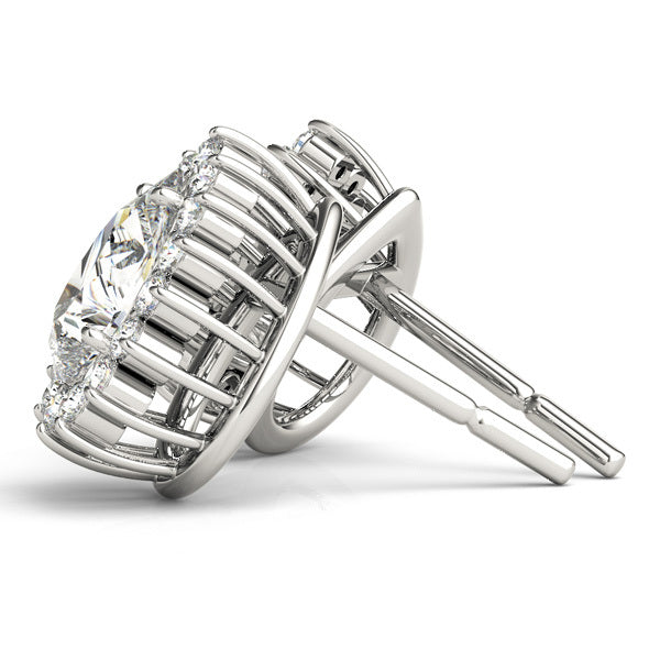 Round Diamond Halo Stud Earrings