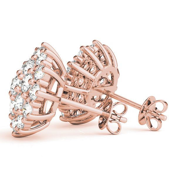 14K Rose Gold Round Diamond Fashion Earrings