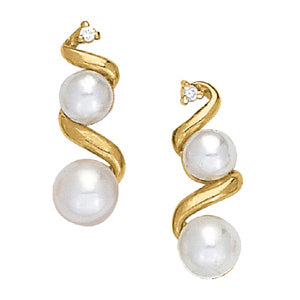 Platinum Diamond Pearl Drop Earrings