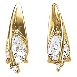 14K Gold Round Diamond Stud Earrings
