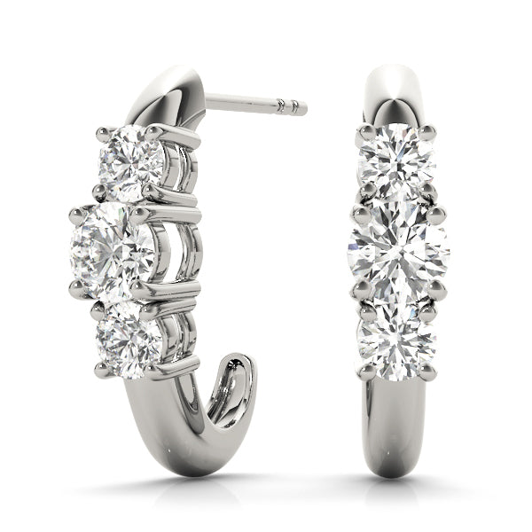 0.50 CTW Round Diamond Three Stone Earrings