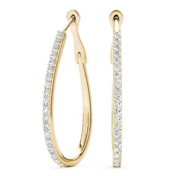 18K Yellow Gold Diamond Fashion Hoop Earrings