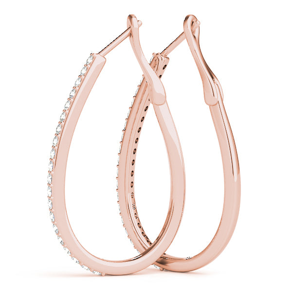 14K Rose Gold Diamond Hoop Earrings