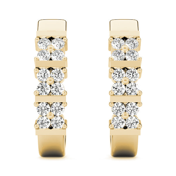 14K Yellow Gold Diamond J-Hoop Earrings