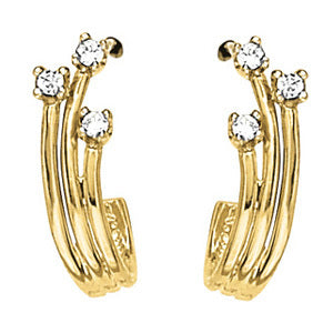 Platinum 3-Stone Round Diamond Stud Earrings