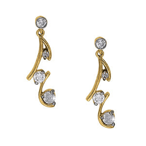 18K Yellow Gold Diamond Fashion Stud Earrings