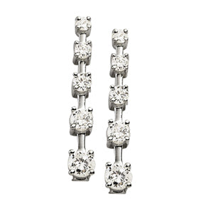 18K White Gold 1 CT Diamond Journey Earrings