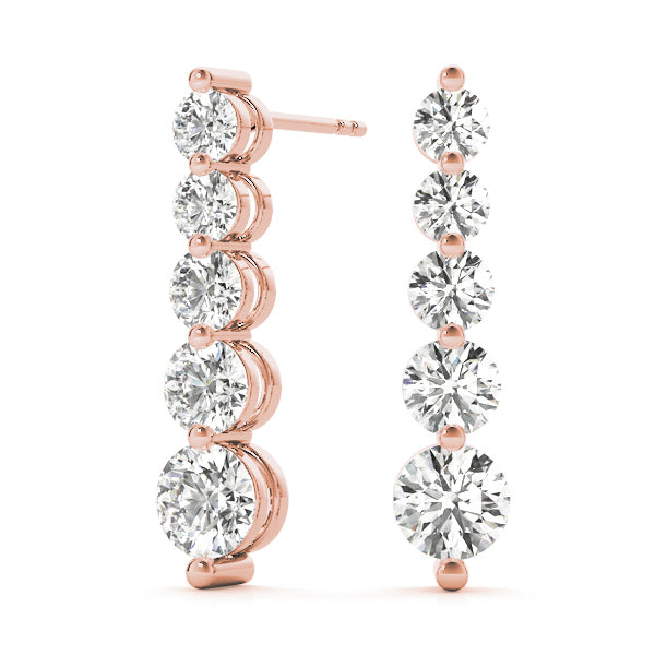 18K Rose Gold Round Diamond Earrings