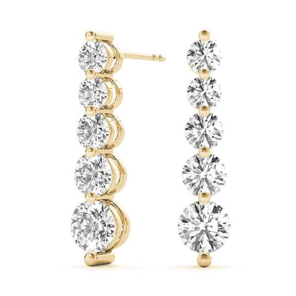 18K Yellow Gold Round Diamond Earrings