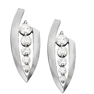 White Gold Round Diamond Journey Earrings