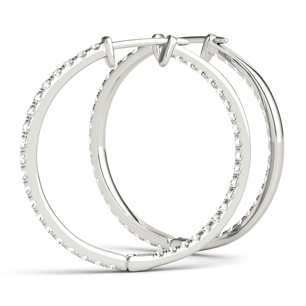 Platinum Diamond Fashion Hoop Earrings - 1/3 ctw