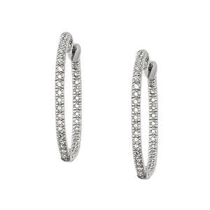 14K White Gold Diamond Fashion Hoop Earrings