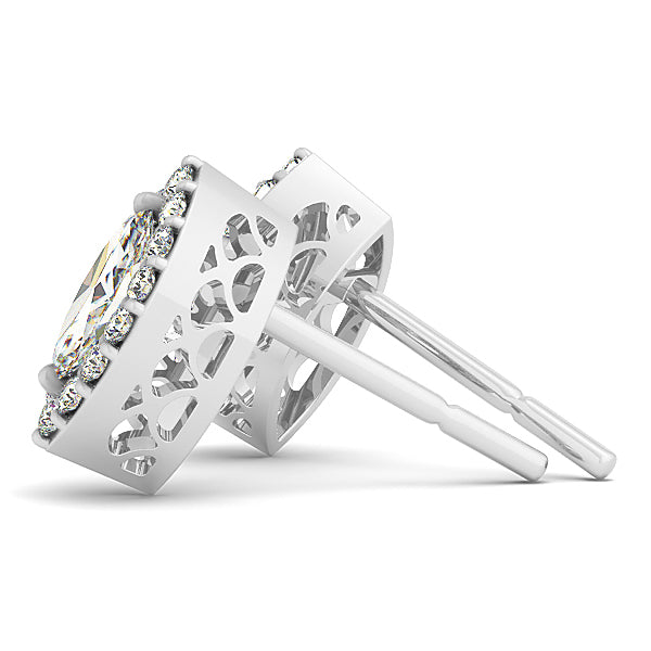 Diamond Halo Round Earrings