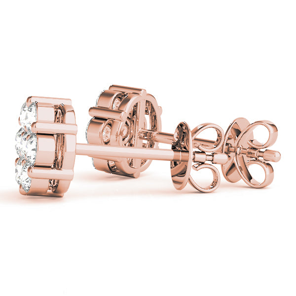 14K Rose Gold Round Diamond Fashion Earrings