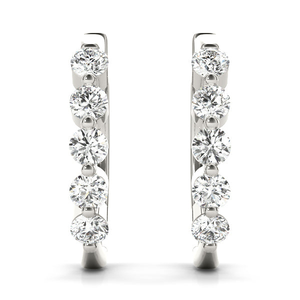 14K White Gold Round Diamond Fashion Earrings