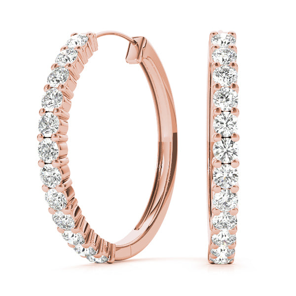 18K Rose Gold Round Diamond Fashion Earrings