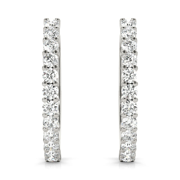 Platinum White Diamond Fashion Hoop Earrings