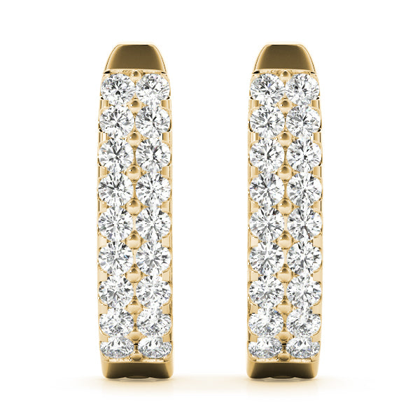 14K Yellow Gold Diamond J-Hoop Earrings