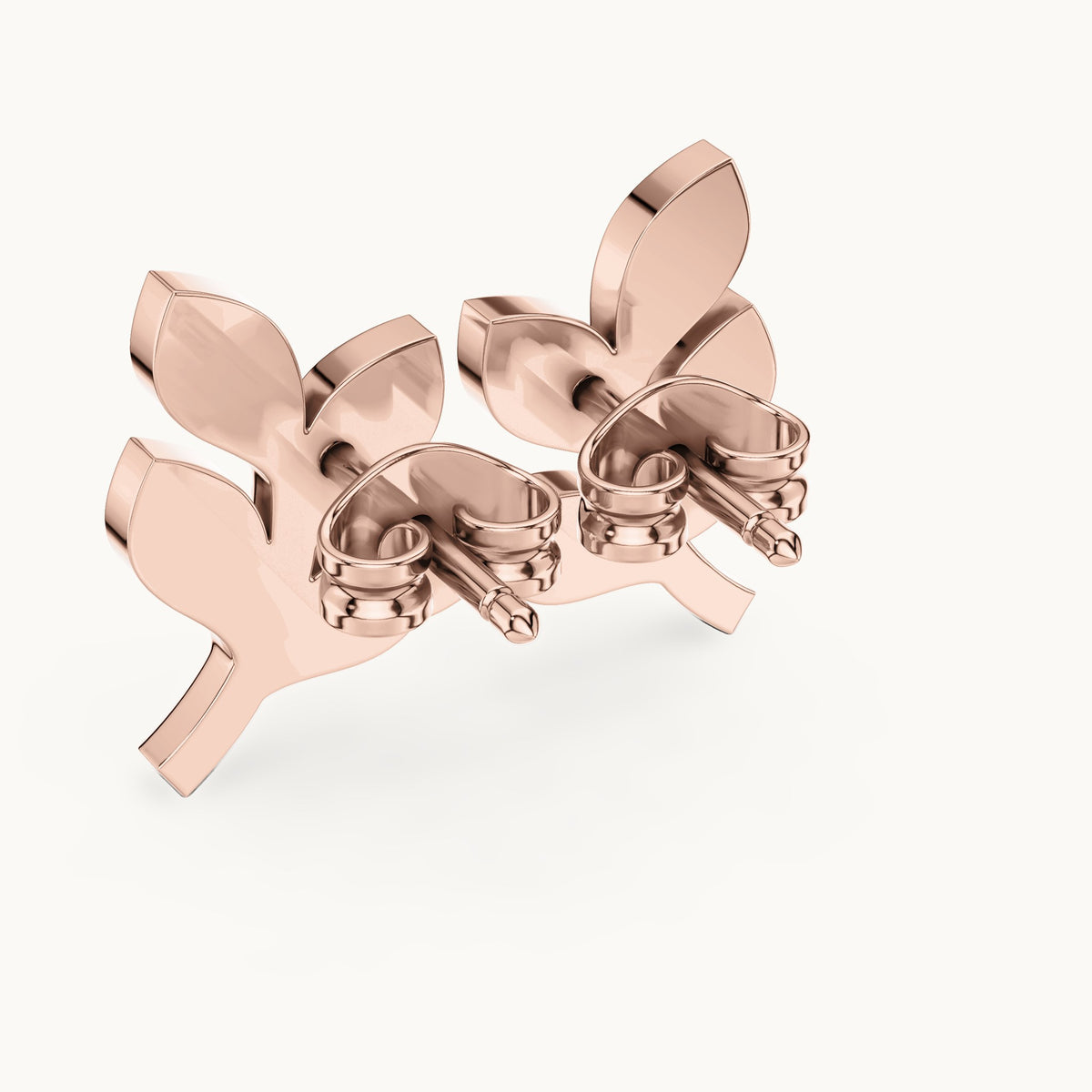Round lab-grown diamond leaf branch stud earrings in rose gold, 0.28 CT TW, view 3