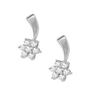 14K White Gold Round Diamond Fashion Earrings